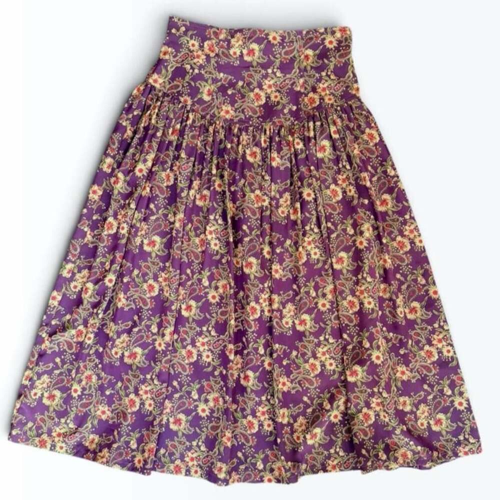 Vintage Handmade Whimsigoth Fairycore Paisley Midi Skirt